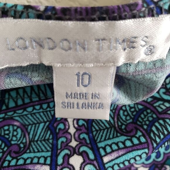 London Times Woman's dress Size 10 Geometric/Paisley Print Boho Spring Easy Care - Picture 3 of 5